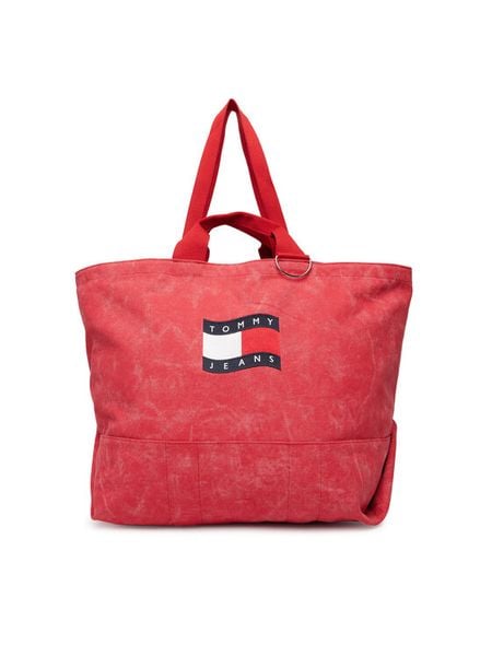 Tommy Jeans Torebka Tjw Wave Flag Med Tote AW0AW18466 Koralowy. Pomarańczowe torebki klasyczne damskie Tommy Jeans, bez wzorów, z jeansu, bez dodatków. Za 409.99 zł.