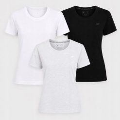 T-SHIRT DAMSKI 4F ZESTAW 3PAK KOSZULKA SPORTOWA KOMPLET M F3308 SS26. Bluzki sportowe damskie 4f, m, z bawełny, bez kołnierzyka, bez ramiączek. Za 119.97 zł.
