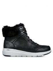 Skechers Botki Glacial Ultra Cozyly 144178/BLK Czarny. Czarne botki damskie Skechers, z materiału, bez obcasa, na płaskiej podeszwie, bez zapięcia. Za 339.99 zł.