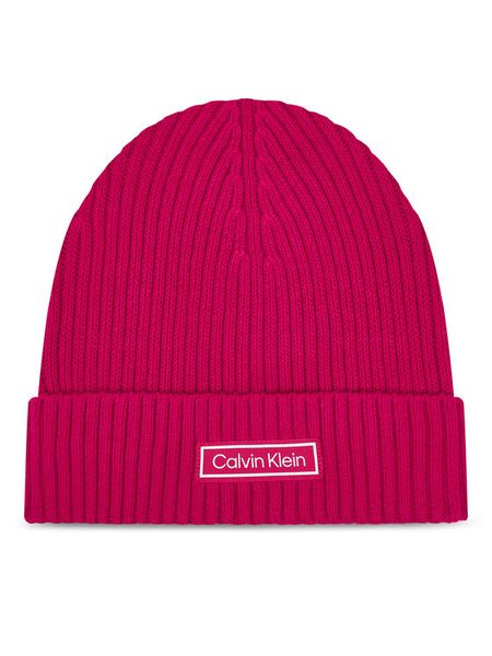 Calvin Klein Czapka Patch Chunky LV04D8053G Różowy. Czerwone czapki zimowe damskie CALVIN KLEIN, z bawełny. Za 169.99 zł.