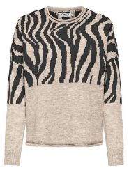 ONLY Sweter "Jade" w kolorze czarno-beżowym rozmiar: L. Czarne swetry klasyczne damskie Only, l, bez kołnierzyka. Za 96.60 zł.