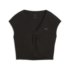 Damska koszulka z węzłem MOVE CLOUDPSUN PUMA Black. Czarne bluzki damskie Puma, s, bez wzorów, bez kołnierzyka. Za 104.99 zł.