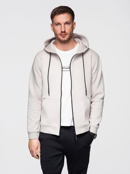 Dresowa rozpinana bluza hoodie w stylu streetwearowym – piaskowa V6 - Rozmiar: S. Bluzy z kapturem męskie Ombre Clothing, l, z bawełny. W wyprzedaży za 139.99 zł.