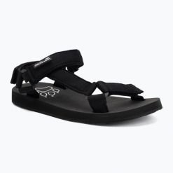 Sandały damskie Jack Wolfskin Taiga. Czarne obuwie trekkingowe damskie Jack Wolfskin, bez wzorów, z gumy, bez obcasa. Za 279.99 zł.