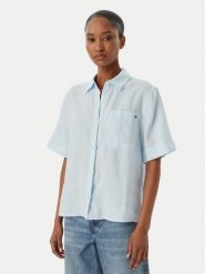 Tommy Hilfiger Koszula WW0WW48925 Niebieski jasny Relaxed Fit. Niebieskie koszule damskie Tommy Hilfiger, s, bez wzorów, ze lnu, bez kołnierzyka, bez ramiączek. Za 409.99 zł.