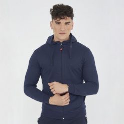 Lekka kurtka sportowa z kapturem MAYA oversize niebieska. Niebieskie kurtki treningowe męskie Legea, xl, bez wzorów, z bawełny, do biegania. Za 108.00 zł.