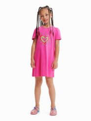 Desigual Sukienka codzienna 23SGVK09 Różowy Regular Fit. Czerwone sukienki dziewczęce Desigual, bez wzorów, z bawełny, bez ramiączek. Za 269.99 zł.
