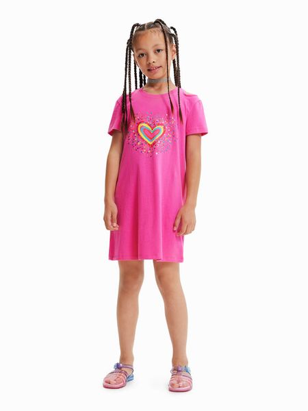 Desigual Sukienka codzienna 23SGVK09 Różowy Regular Fit. Czerwone sukienki dziewczęce Desigual, bez wzorów, z bawełny, bez ramiączek. Za 129.99 zł.