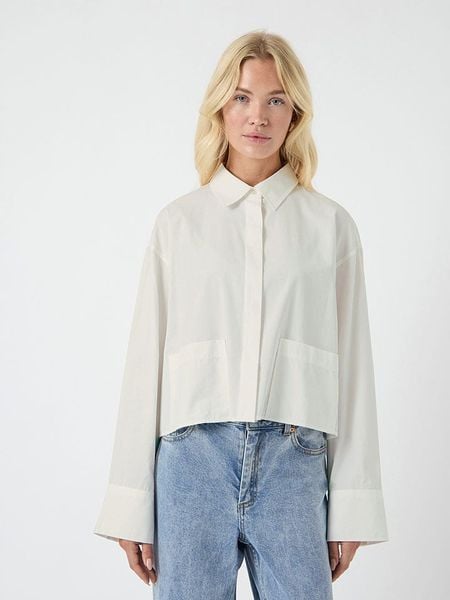 YAS Koszula w kolorze białym rozmiar: 42. Białe koszule damskie YAS, bez wzorów, z bawełny, bez kołnierzyka, bez ramiączek. Za 127.95 zł.