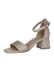 Caprice Skórzane sandały w kolorze kremowym rozmiar: 38. Brązowe sandały damskie Caprice, bez wzorów, bez obcasa, na koturnie. Za 144.58 zł.