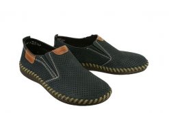 RIEKER B2465-14 blue, półbuty męskie. Niebieskie półbuty męskie Rieker, na lato, bez zapięcia. Za 322.92 zł.