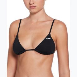 Góra od stroju pływackiego Nike Essential Triangle Bikini. Czarne bikini damskie Nike, bez wzorów. Za 89.99 zł.
