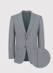 PAKO LORENTE – Szara marynarka garniturowa w kratę Windowpane. Szare marynarki męskie Pako Lorente, bez wzorów, z elastanu. Za 399.99 zł.
