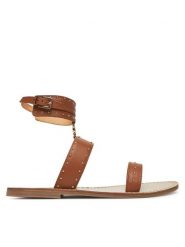 TWINSET Sandały 251GCJ04C Brązowy. Brązowe sandały damskie Twinset, bez wzorów, ze skóry, bez obcasa, na płaskiej podeszwie. Za 419.99 zł.