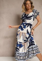 Granatowa Sukienka Rozkloszowana z Wiskozy w Boho Wzór Elliseira. Niebieskie sukienki damskie Renee, na co dzień, na lato, l, bez wzorów, z wiskozy, boho, bez kołnierzyka, bez ramiączek, midi, proste. W wyprzedaży za 52.49 zł.