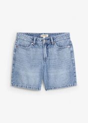 Szorty jeansowe, średni stan. Niebieskie szorty damskie bonprix, bez wzorów, z denimu. Za 112.99 zł.