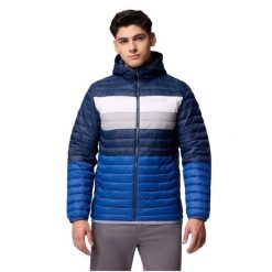 Kurtka sportowa męska Powder Pass Hooded Jacket. Niebieskie kurtki treningowe męskie Columbia, m, bez wzorów, z nylonu. Za 399.00 zł.