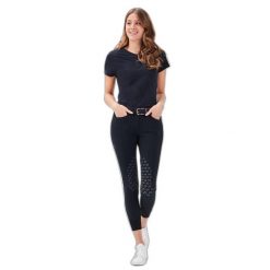 Koszulka damska Gaze Jazzie. Niebieskie bluzki sportowe damskie GAZE, prążkowane, bez kołnierzyka, bez ramiączek. Za 238.50 zł.