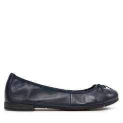 Baleriny Marco Tozzi. Niebieskie baleriny damskie Marco Tozzi, bez wzorów, bez obcasa. Za 189.99 zł.