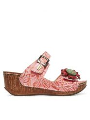 Laura Vita Klapki Dino 31 Czerwony. Czerwone klapki damskie Laura Vita, bez wzorów, ze skóry, bez obcasa. Za 269.99 zł.