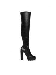 DeeZee Kozaki 339-1 Czarny. Czarne kozaki damskie DeeZee, z materiału, bez obcasa, na słupku. Za 239.99 zł.