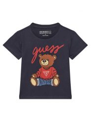 Guess T-Shirt H4BT01 I3Z14 Granatowy Regular Fit. Niebieskie t-shirty chłopięce Guess, z aplikacjami, z bawełny, bez ramiączek. Za 69.99 zł.