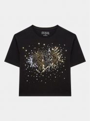 Guess T-Shirt J3YI21 K6YW1 Czarny Boxy Fit. Czarne koszulki dziewczęce Guess, z aplikacjami, z bawełny, bez ramiączek. Za 179.99 zł.
