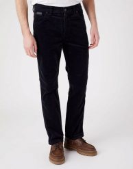 WRANGLER TEXAS SLIM MĘSKIE SPODNIE SZTRUKSOWE DARK NAVY W12SECXAE 112320130. Niebieskie spodnie materiałowe męskie Wrangler, bez wzorów, z bawełny, casualowe. Za 199.99 zł.