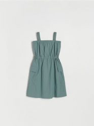 Sukienka na ramiączkach - morski. Zielone sukienki dziewczęce Reserved, bez wzorów, z nylonu, bez ramiączek. W wyprzedaży za 39.99 zł.