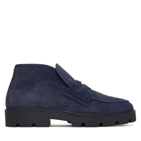 Botki Tommy Hilfiger. Niebieskie botki damskie Tommy Hilfiger, bez obcasa, na płaskiej podeszwie, bez zapięcia. Za 699.99 zł.