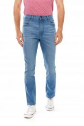 MESKIE SPODNIE WRANGLER LARSTON HALT 112347425. Spodnie materiałowe męskie Wrangler, bez wzorów, z jeansu. Za 239.99 zł.