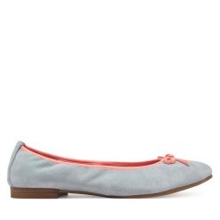 Baleriny Tamaris. Niebieskie baleriny damskie Tamaris, bez wzorów, bez obcasa. Za 159.99 zł.