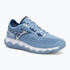 Buty do tenisa damskie Mizuno Wave Enforce Tour 2 CC. Niebieskie buty sportowe na co dzień damskie Mizuno, bez wzorów, z materiału, na fitness i siłownię, mizuno wave. Za 479.99 zł.