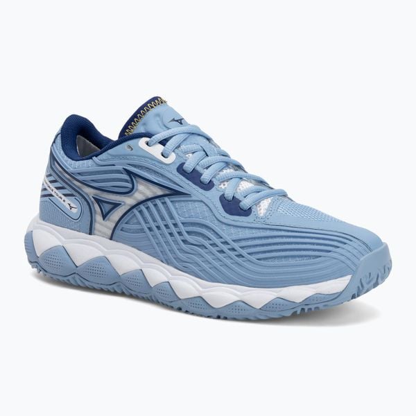 Buty do tenisa damskie Mizuno Wave Enforce Tour 2 CC. Niebieskie buty sportowe na co dzień damskie Mizuno, bez wzorów, z materiału, na fitness i siłownię, mizuno wave. Za 389.99 zł.