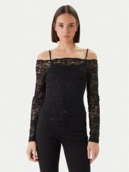 Morgan Bluzka 251-TKISS Czarny Slim Fit. Czarne bluzki damskie Morgan, s, bez wzorów, z syntetyku, bez ramiączek. Za 199.99 zł.