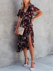 Milan Kiss Sukienka w kolorze bordowym rozmiar: S. Czerwone sukienki damskie Milan Kiss, na imprezę, s, bez wzorów, z tkaniny, bez kołnierzyka, bez ramiączek, midi. Za 118.84 zł.