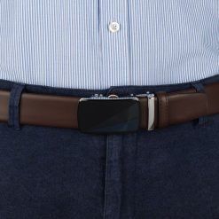Pasek męski skórzany 3,5 cm klamra automatyczna Beltimore brązowy 02-574 : Kolory - brązowy, beżowy, Rozmiar pasków - r.115-130 cm. Brązowe paski męskie bez wzorów, ze skóry, wizytowe. Za 64.99 zł.