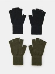 Rękawiczki mitenki z domieszką wiskozy 2 pack - zielony. Zielone rękawiczki męskie Sinsay, bez wzorów, z wiskozy. Za 9.99 zł.
