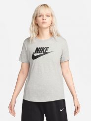 Nike Sportswear Koszulka w kolorze jasnoszarym rozmiar: M. Szare bluzki damskie Nike Sportswear, m, bez wzorów, z bawełny, bez kołnierzyka, bez ramiączek. Za 114.17 zł.