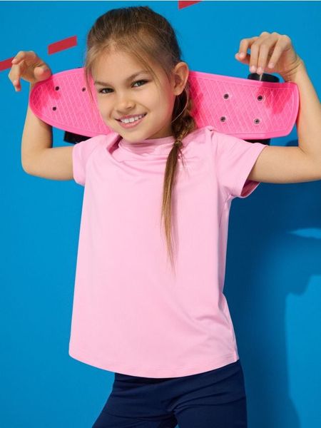 Koszulka Active - różowy. Czerwone koszulki dziewczęce Sinsay, l, bez wzorów, bez ramiączek. W wyprzedaży za 7.99 zł.