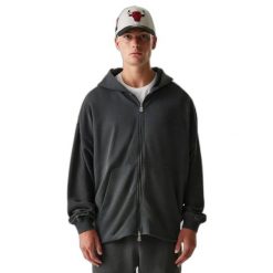 Bluza z kapturem Chicago Bulls z pełnym zamkiem Washed. Szare bluzy z kapturem męskie New Era, m, z bawełny. Za 188.50 zł.
