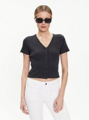 Levi's® Bluzka Monica A7182-0001 Czarny Slim Fit. Czarne bluzki damskie s, bez wzorów, z bawełny, bez kołnierzyka, bez ramiączek. Za 169.99 zł.
