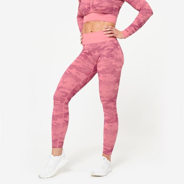 Legginsy fitness damskie Domyos. Czerwone legginsy damskie DOMYOS, xs, bez wzorów, z elastanu. W wyprzedaży za 59.99 zł.