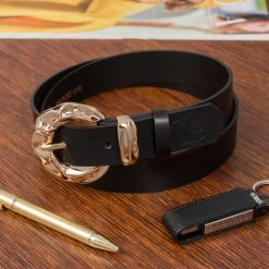 Pasek skórzany BELTIMORE r.90-105 cm D96 czarny. Czarne paski damskie bez wzorów. Za 41.99 zł.