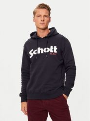 Schott NYC Bluza SWHOOD Granatowy Regular Fit. Niebieskie bluzy bez kaptura męskie Schott NYC, m, z bawełny. Za 219.99 zł.