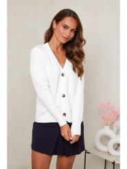Soft Cashmere Kardigan w kolorze białym rozmiar: 38/40. Białe kardigany damskie Soft Cashmere, bez wzorów, ze splotem. Za 126.45 zł.