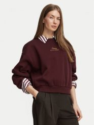 Tommy Hilfiger Bluza WW0WW51724 Bordowy Relaxed Fit. Czerwone bluzy bez kaptura damskie Tommy Hilfiger, xl. Za 529.99 zł.