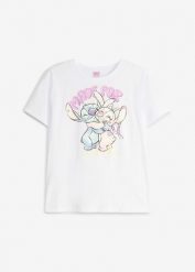 Koszulka oversize z motywem Disney Stitch. Czerwone koszulki dziewczęce bonprix, bez wzorów, z bawełny, bez ramiączek. Za 59.99 zł.