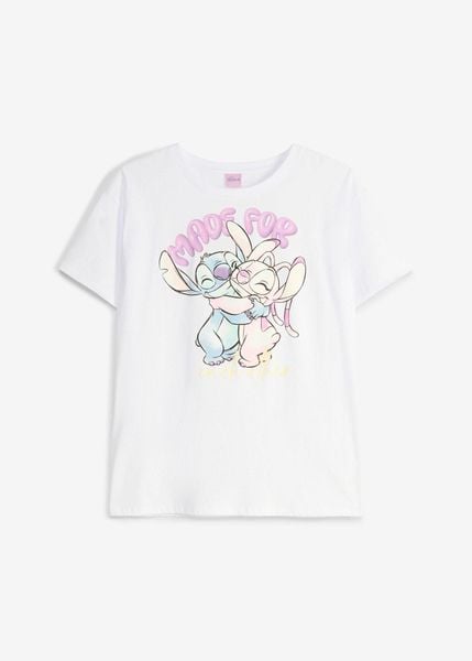 Koszulka oversize z motywem Disney Stitch. Czerwone koszulki dziewczęce bonprix, bez wzorów, z bawełny, bez ramiączek. Za 59.99 zł.