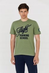 AERONAUTICA MILITARE Zielony t-shirt męski. Zielone t-shirty męskie AERONAUTICA MILITARE, m, bez wzorów, bez kołnierzyka. W wyprzedaży za 239.99 zł.